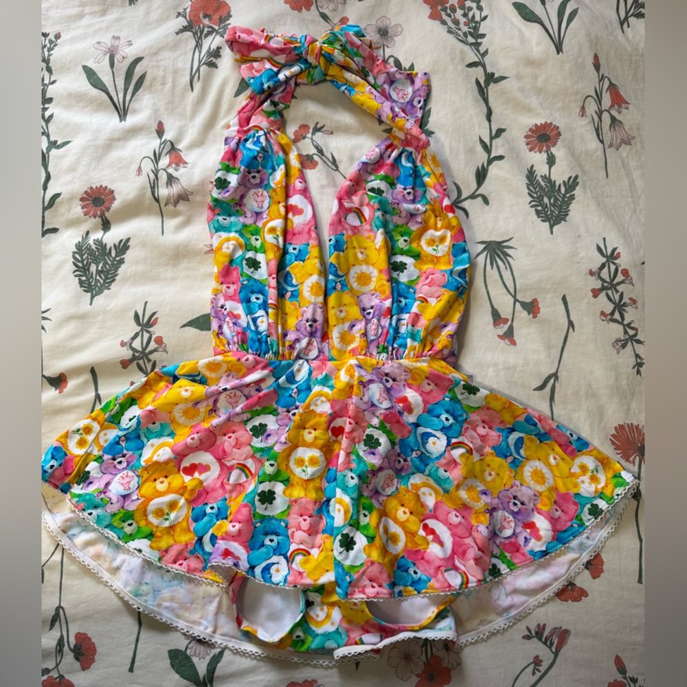 Colorful Care Bear Halter Dress Swimsuit